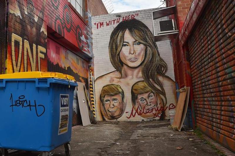 Trump wall in Melbourne. Unknown artist 