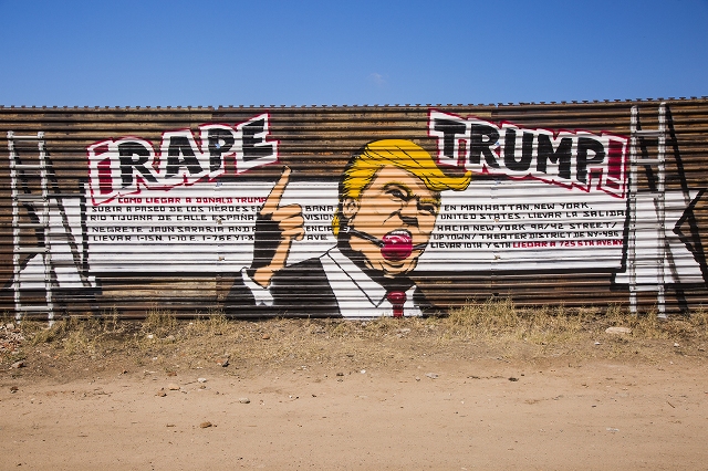 Rape Trump mural on the Mexican border. Artist Unknown.