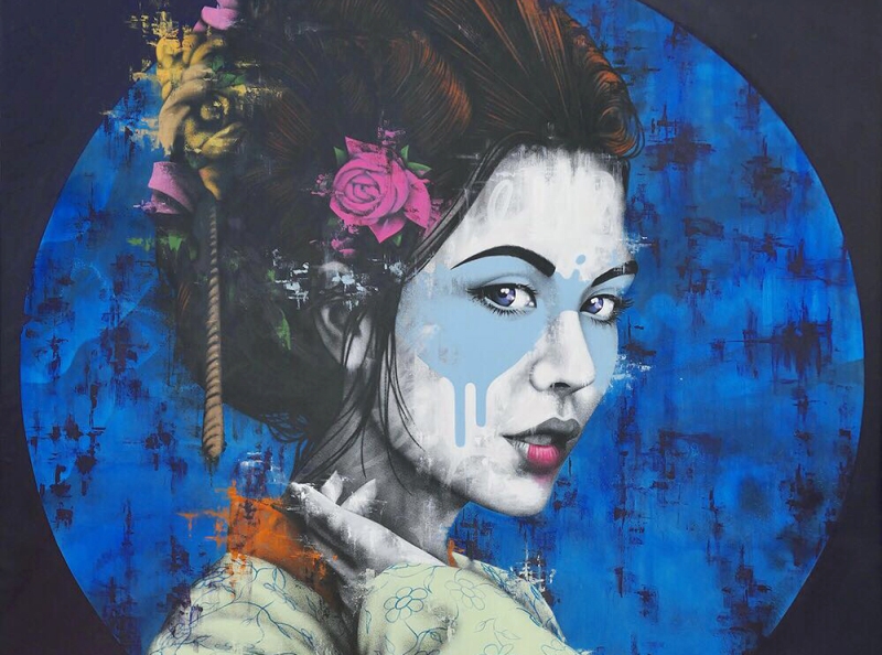 Yuansu by Fin DAC,Acrylic and spraypaint on canvas 180cm x120cm 2017, Supplied by Jewel Goodby Contemporary
