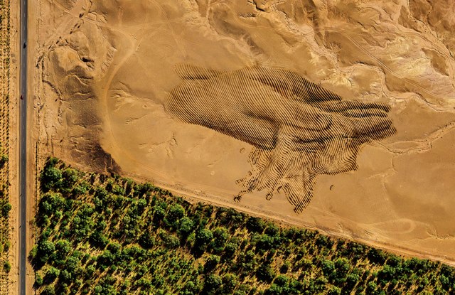 Jorge Gerada giant land art work in Morocco