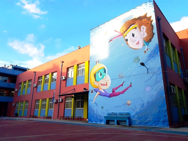 Mural for school by Kokorn in Athens