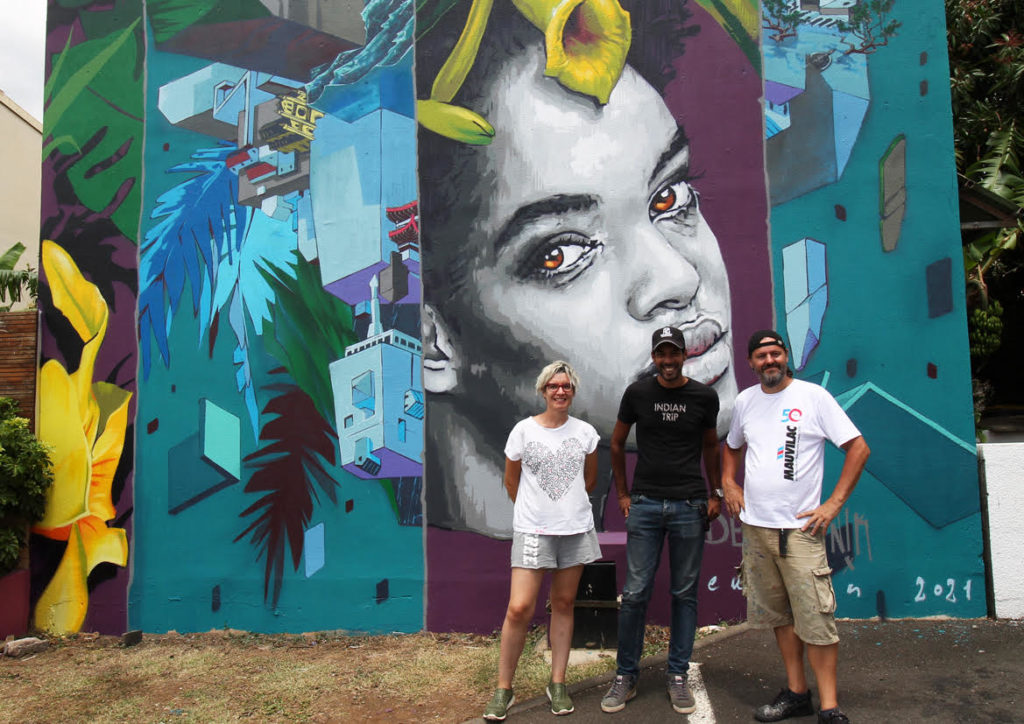 Etnik and Den xl mural in Reunion Island