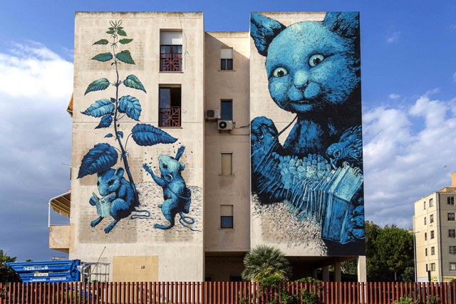New mural by Ericailcane in Sant’Elia