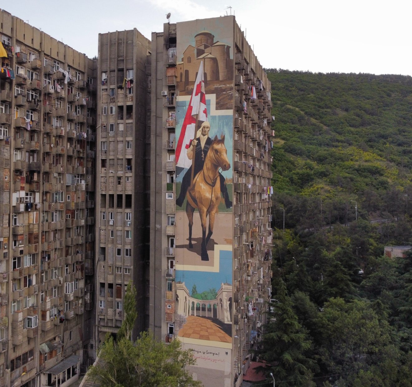 Afzan Pirzade and Besik Maziashvili bearing the message “Abkhazia is Georgia” 